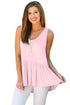 Cute Pleated Hemline Light Pink Tank Top